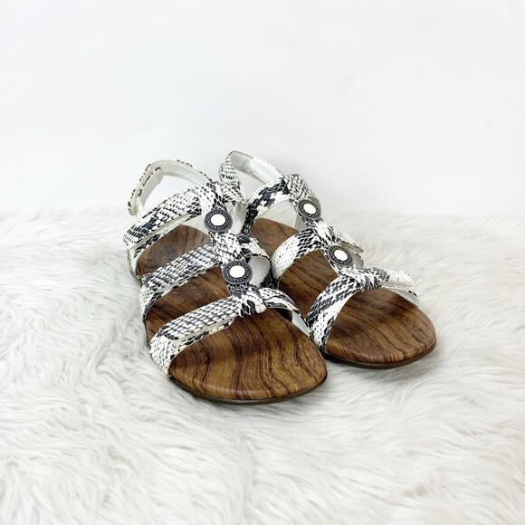Orthaheel Vionic 9 Womens Ivory Snake Print Leather Yasmin II Gladiator Sandals - Picture 1 of 10